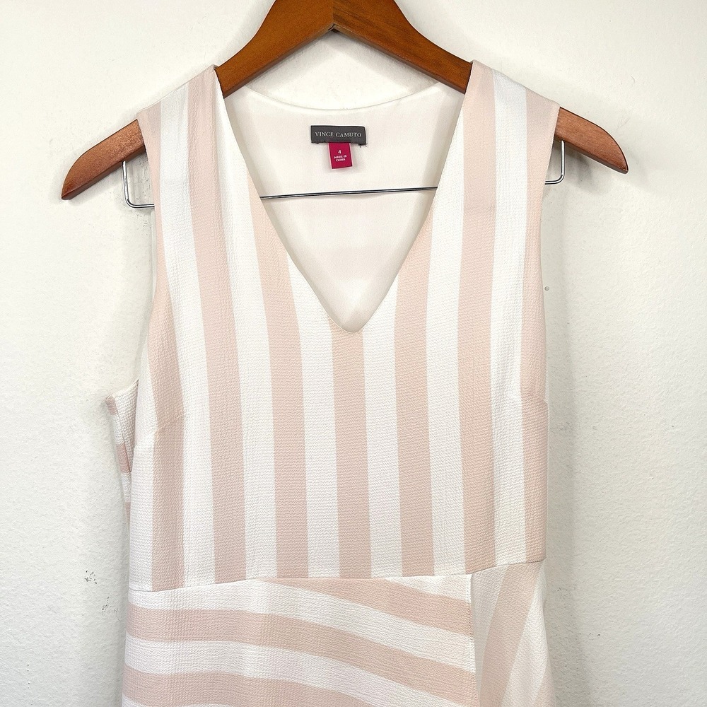 Vince Camuto Womens Sleeveless Asymmetrical Dress Size 4 Pink/White Event Spring - Picture 2 of 10